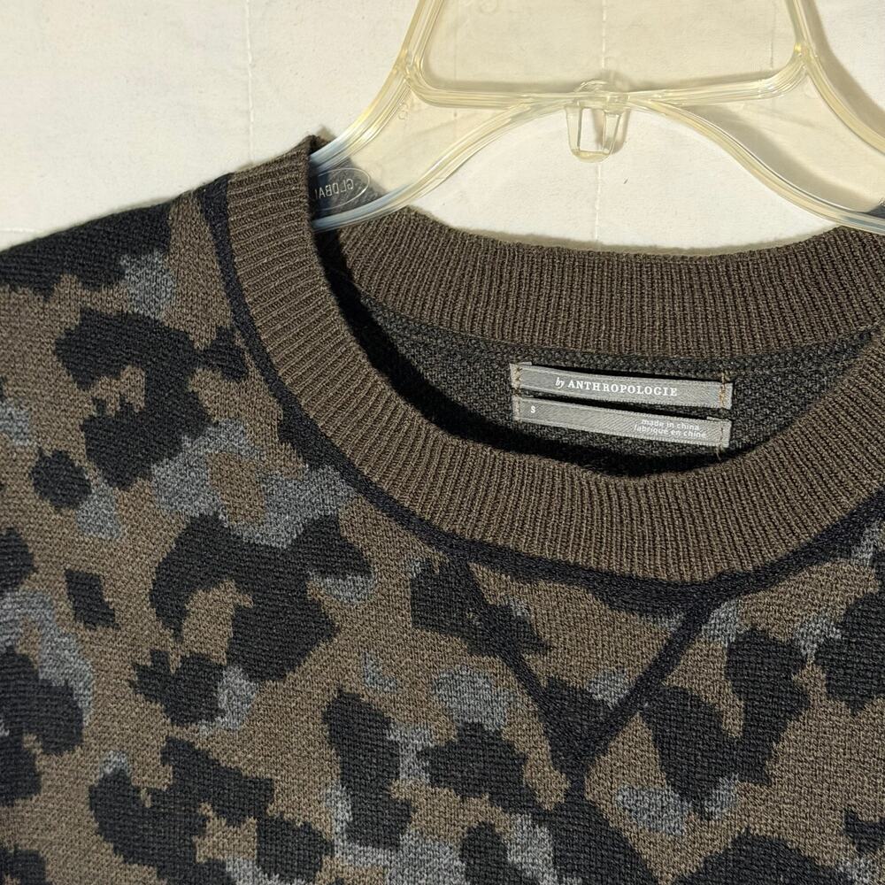 Anthropologie Leopard Print Short Sleeve Knit Sweater S - Picture 4 of 6